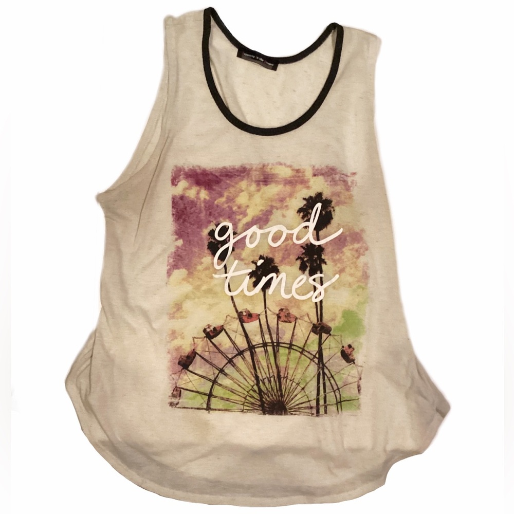 4/$15 💗 Happening In The Present Size L Good Times Ferris Wheel Flowy Tank Top